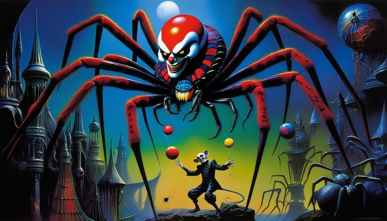 Creepy Spider Clown Juggling Rats