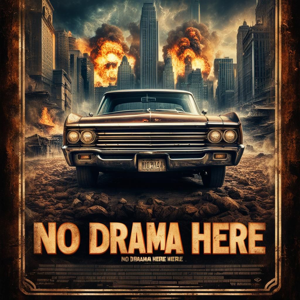 Vintage Action Movie Poster: "No Drama Here"