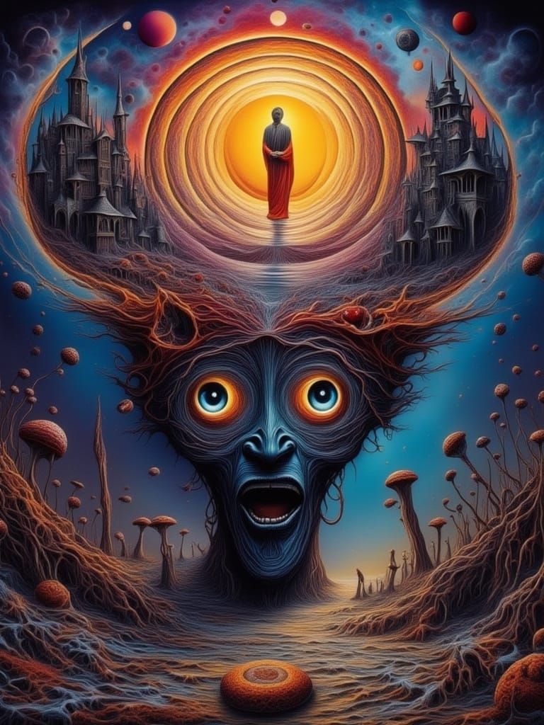 Surreal Eye Eruption Dreamscape in Hyperrealistic Style