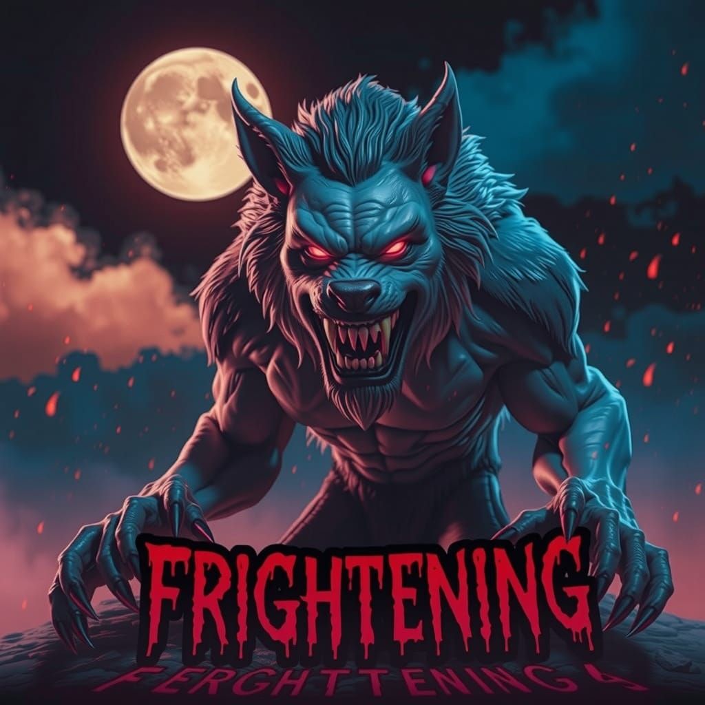 Towering Werewolf with Glowing Eyes in 3D Render