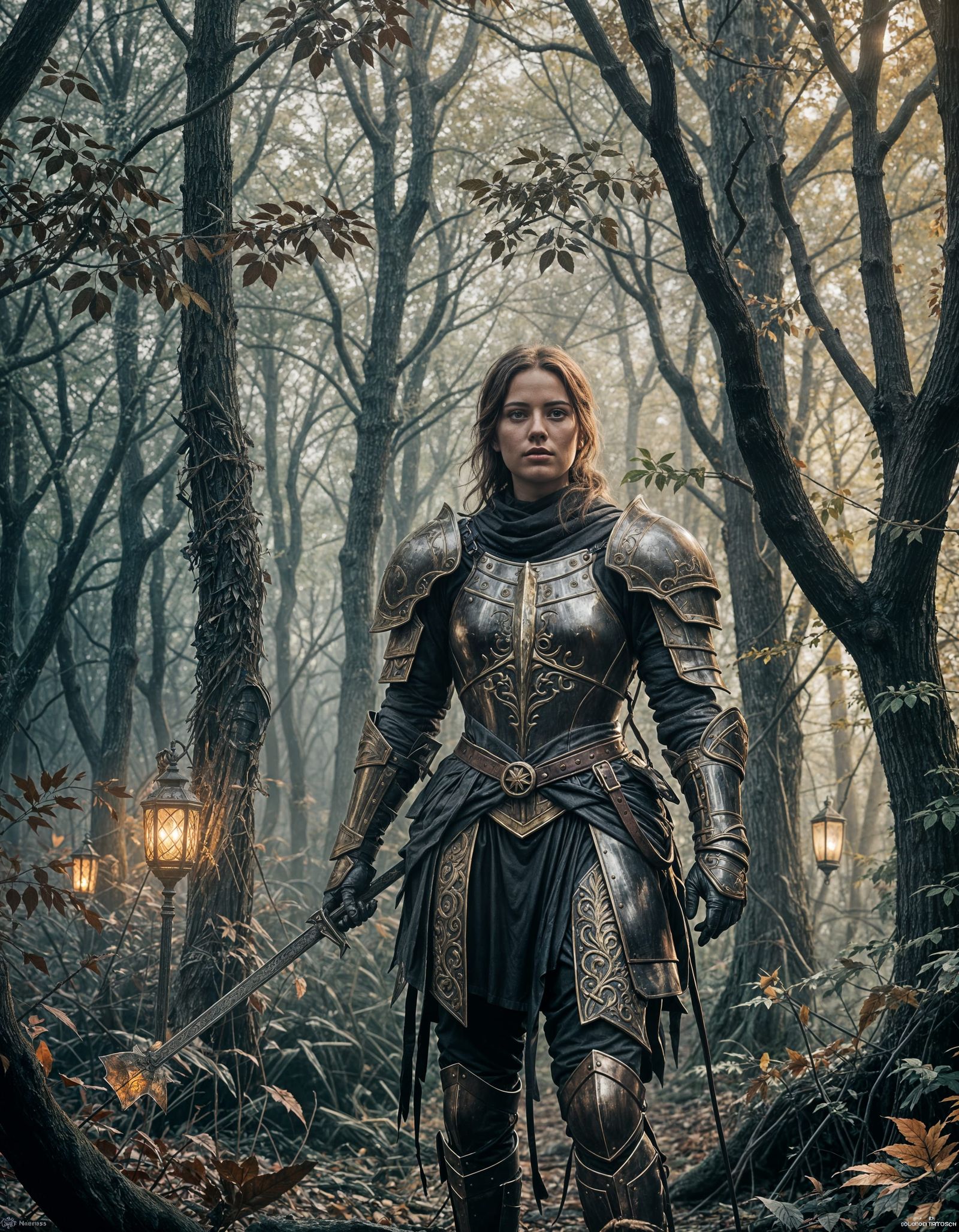 Autumn Knight in Dark Fantasy Style