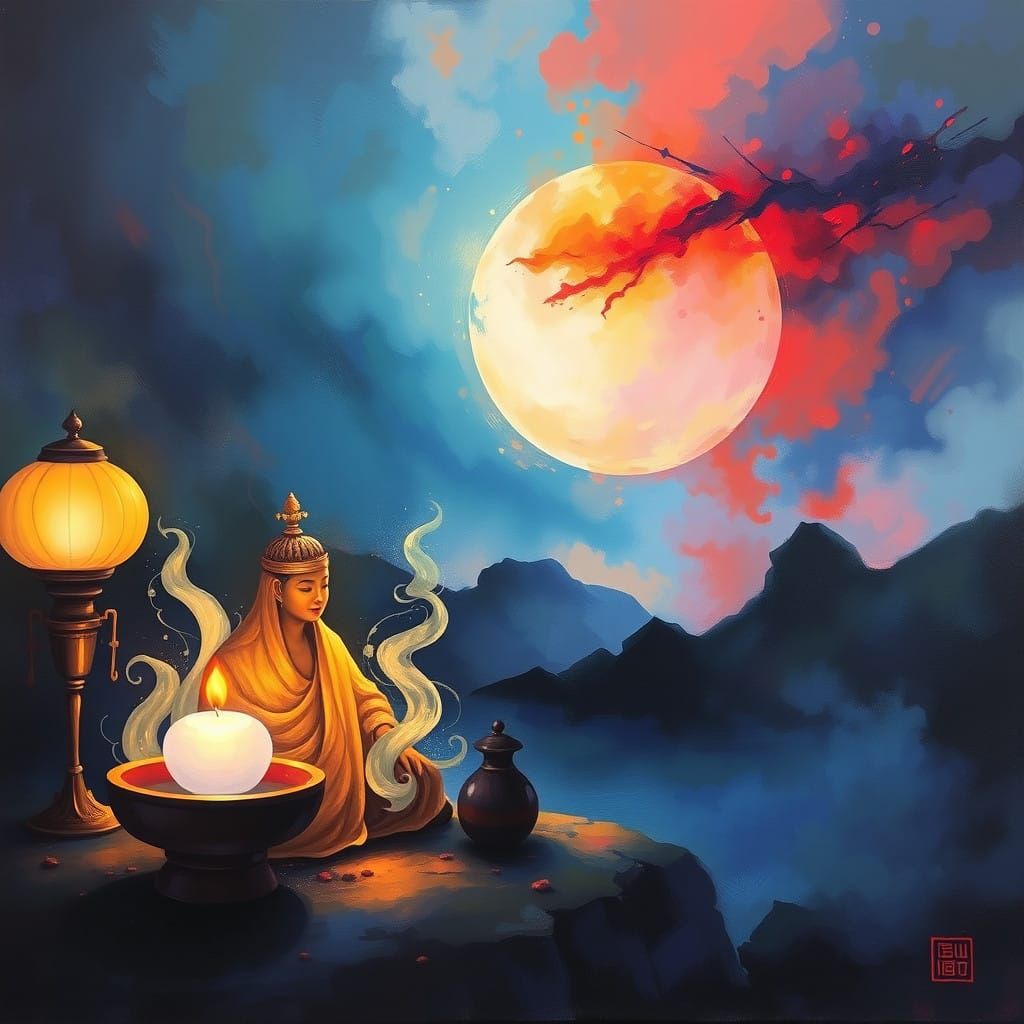 Traditional Thai Artwork in Phad Painting Style