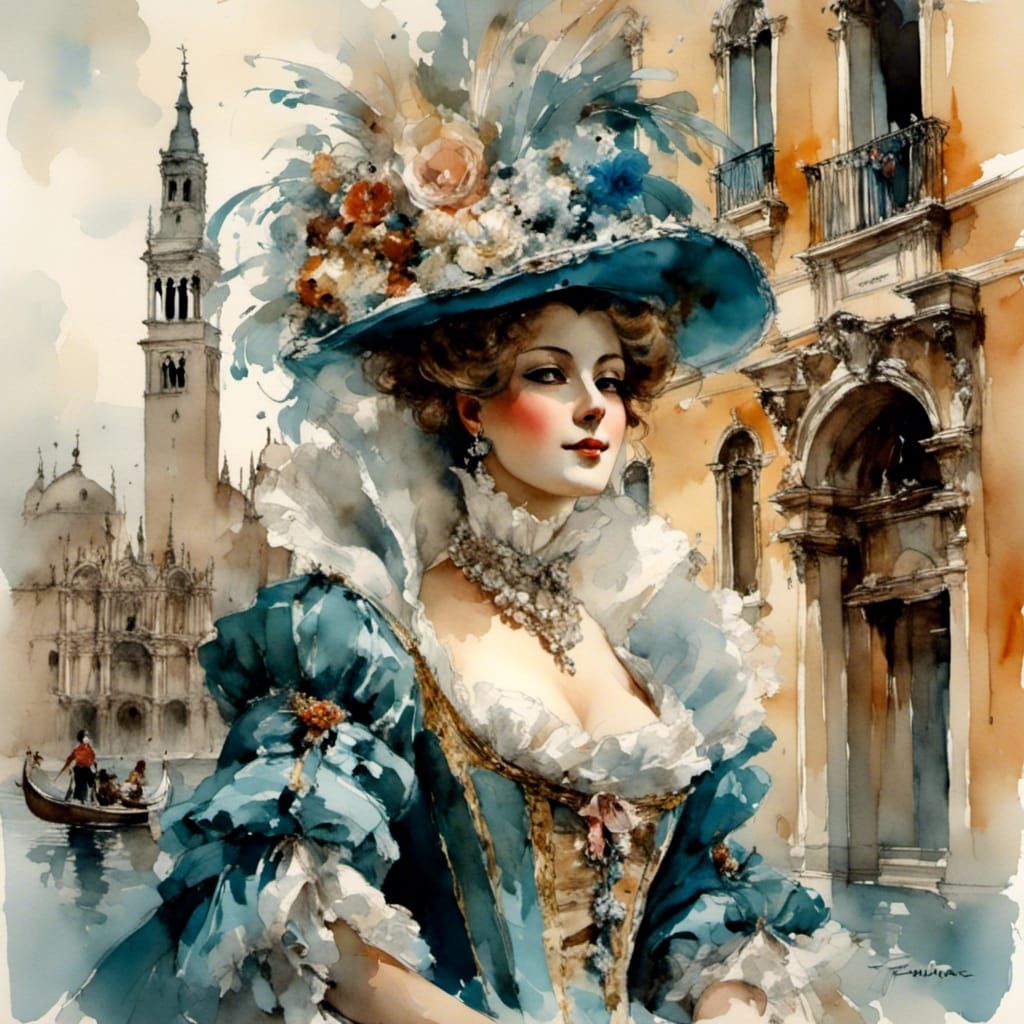 Rococo Lady at Venetian Carnival