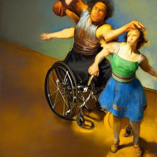 Triumphant Athletes Breaking Barriers: Oil Painting