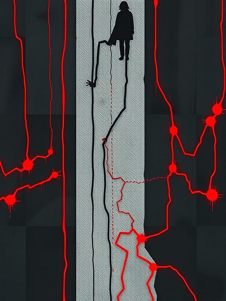 Hidden History Revealed with Red Lines and Dots