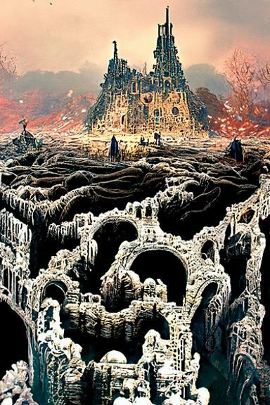 Medieval Castle in Hell, Gothic Art Style