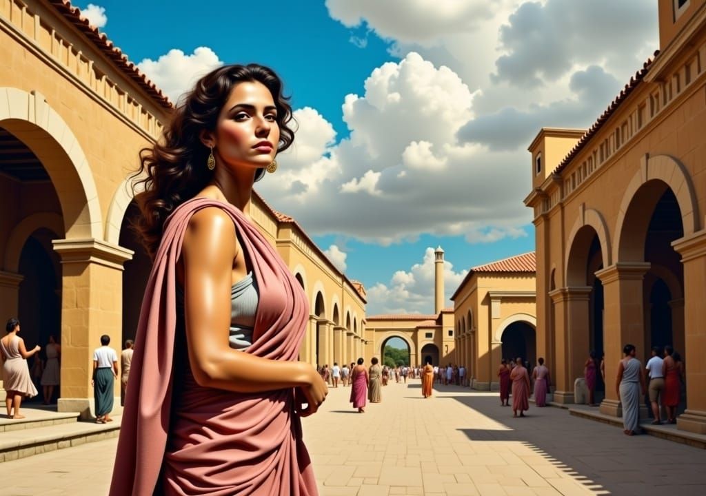 Gina Lollobrigida in Ancient Rome, Oil Painting