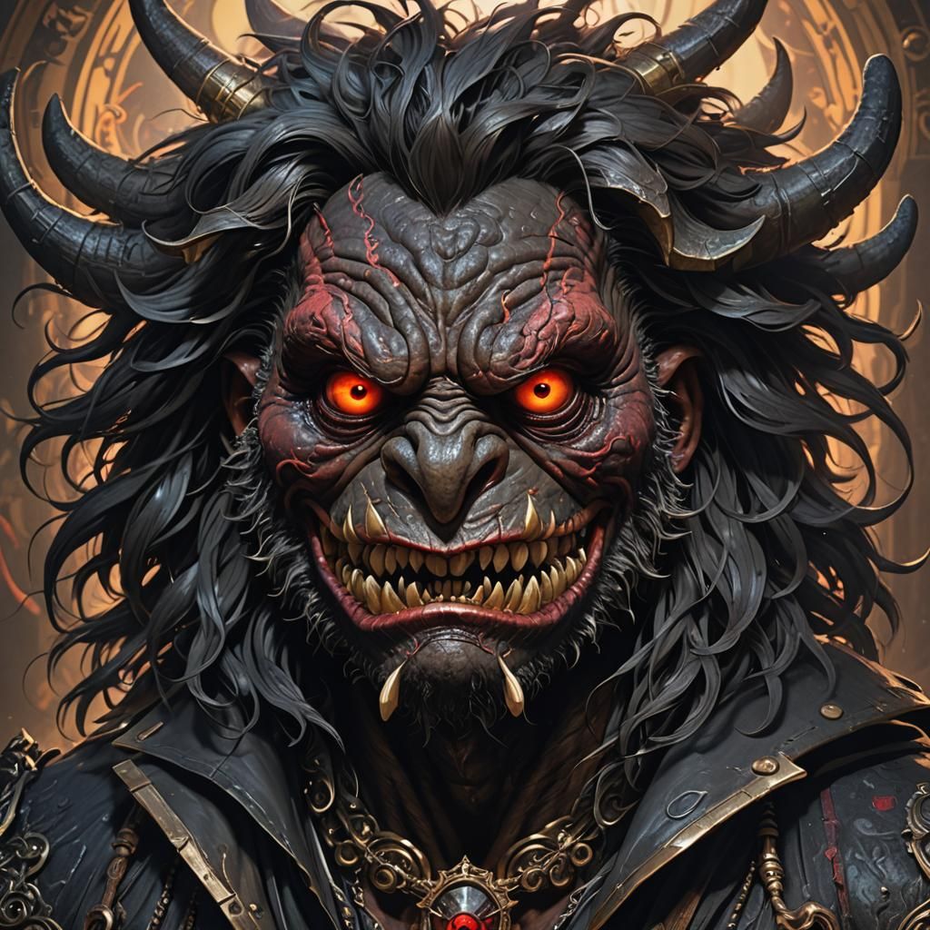 Demonic Muppet Monster Portrait in Hyperdetailed Style