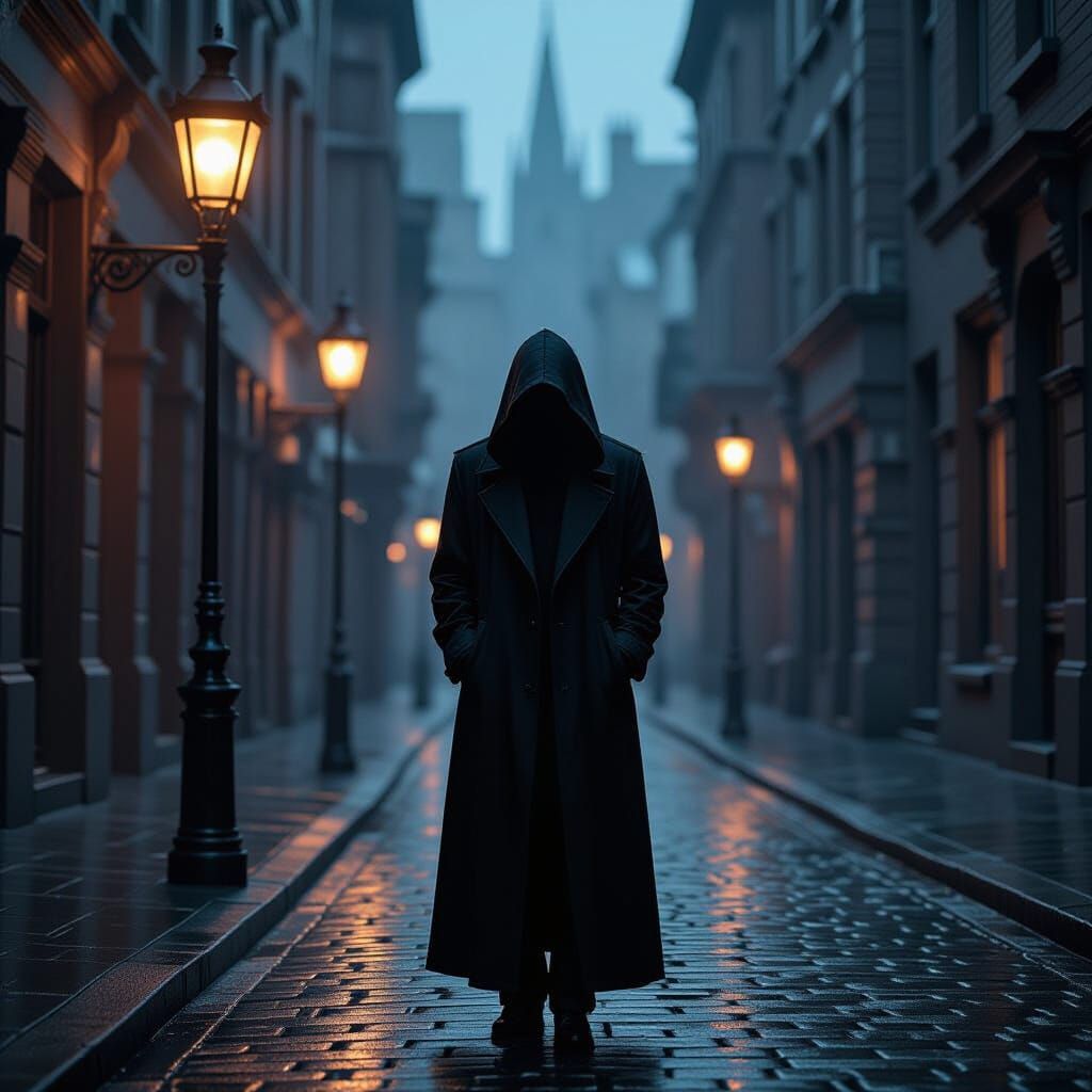 Melancholy Singer in Rain, Hyperrealistic Digital Painting