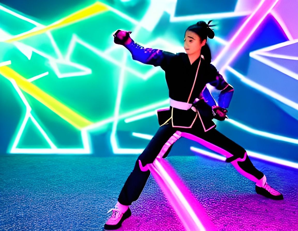 Cyberpunk Ninja Girl in Dynamic Pose