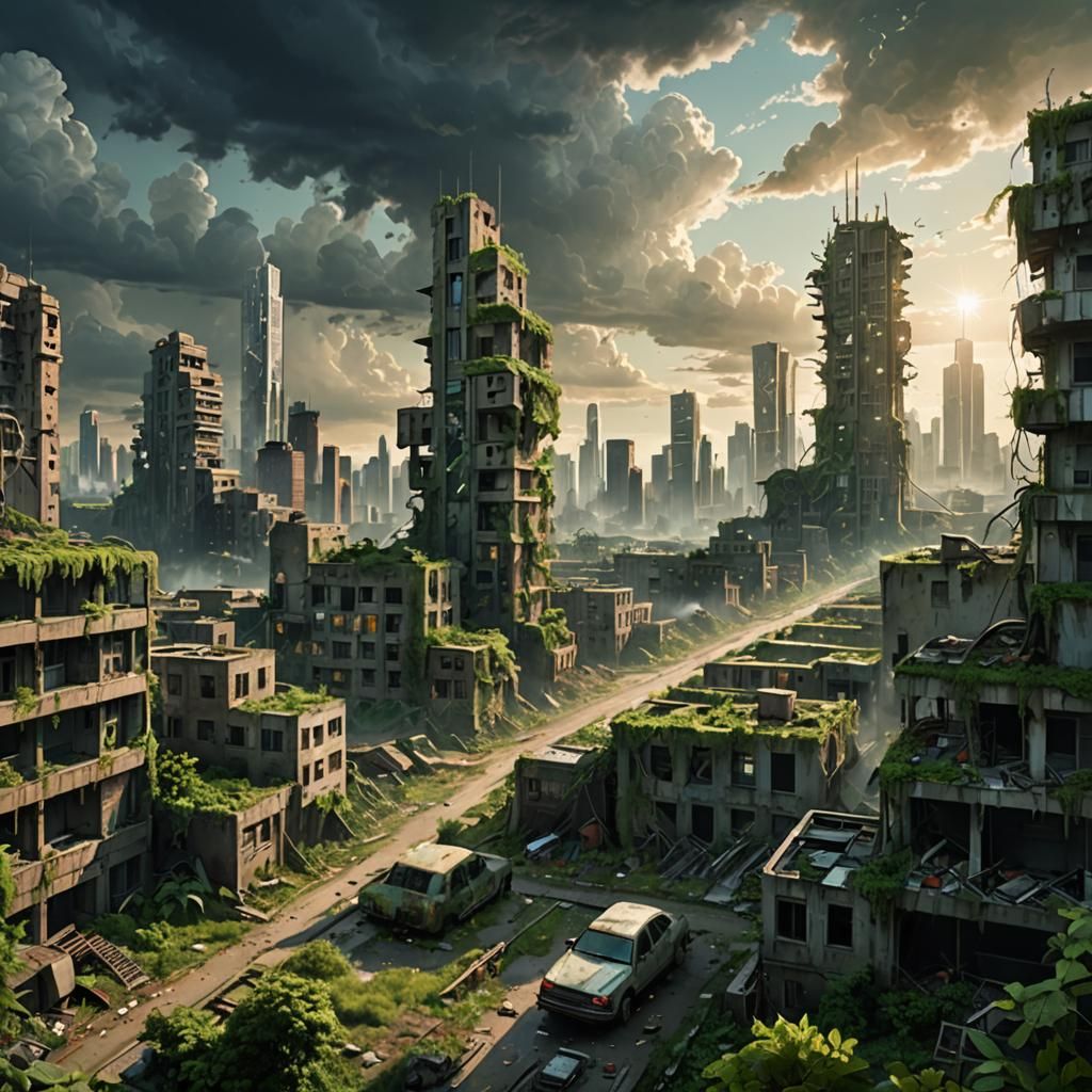 Dystopian and Utopian Cityscapes in Stark Contrast