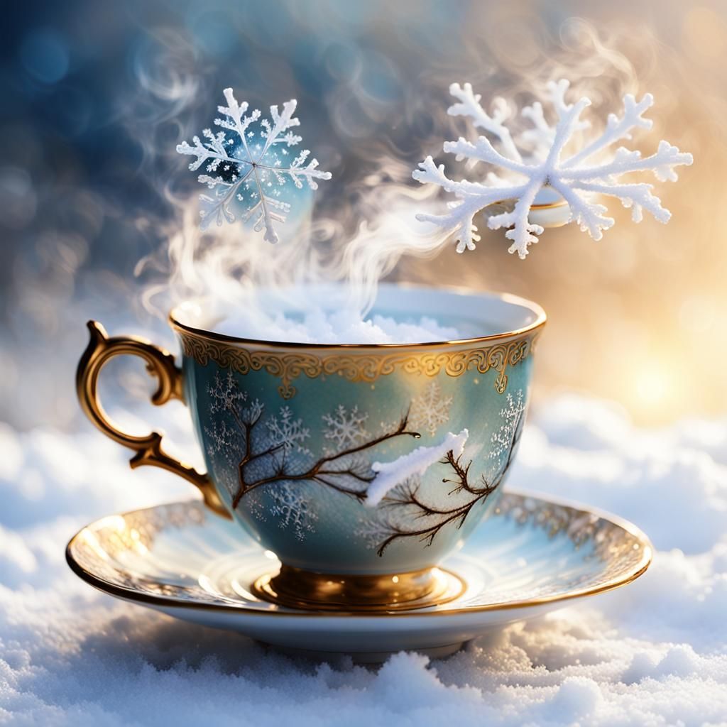 Surreal Teacup Landscape in Whimsical Style