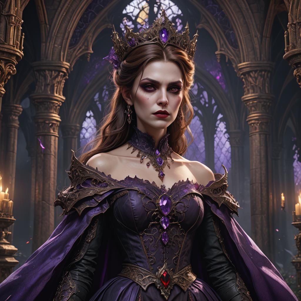 Gothic Vampire Queen in Detailed Matte Painting