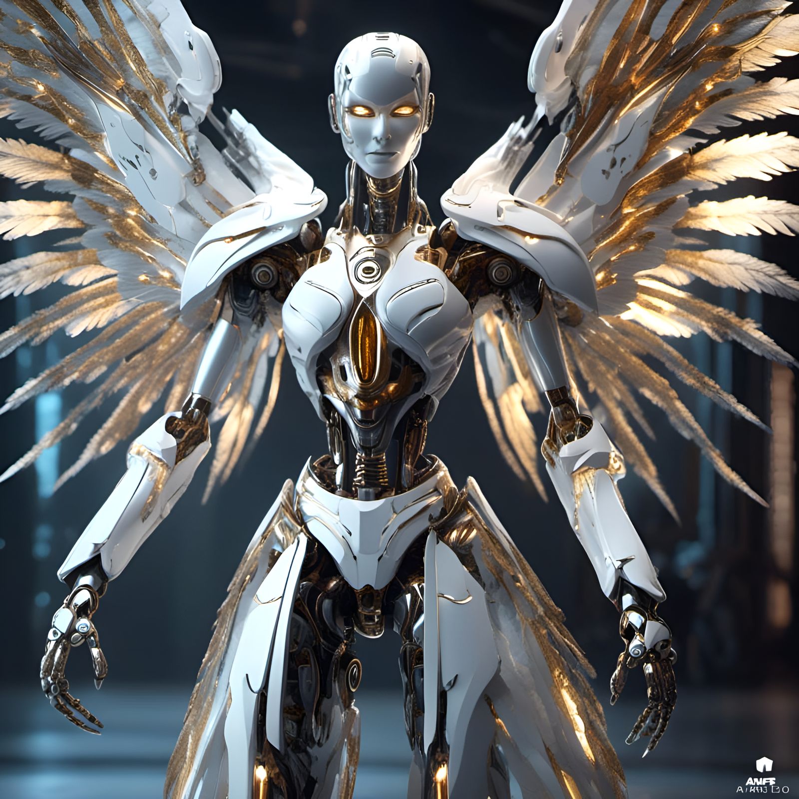 Futuristic Robot Angel with Realistic Wings in 8K