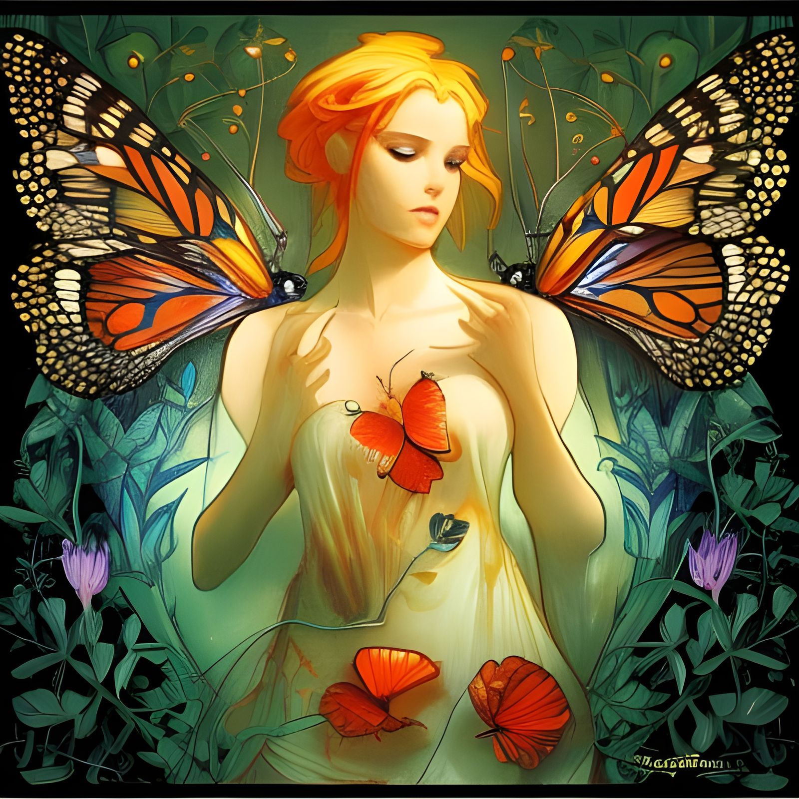 Butterflies, Lightbulbs, and Thorns: Art Nouveau Digital Pai...