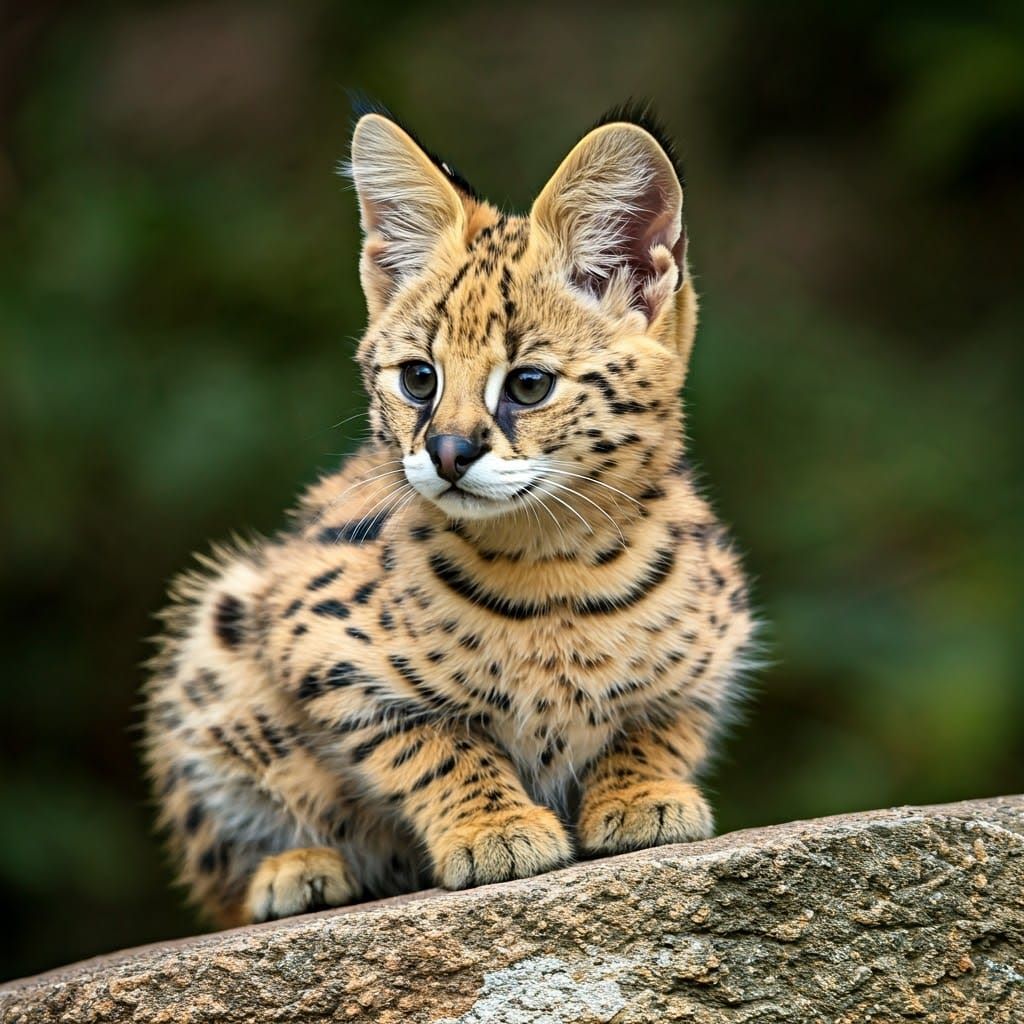 Realistic Serval Kitten in Wildlife Style