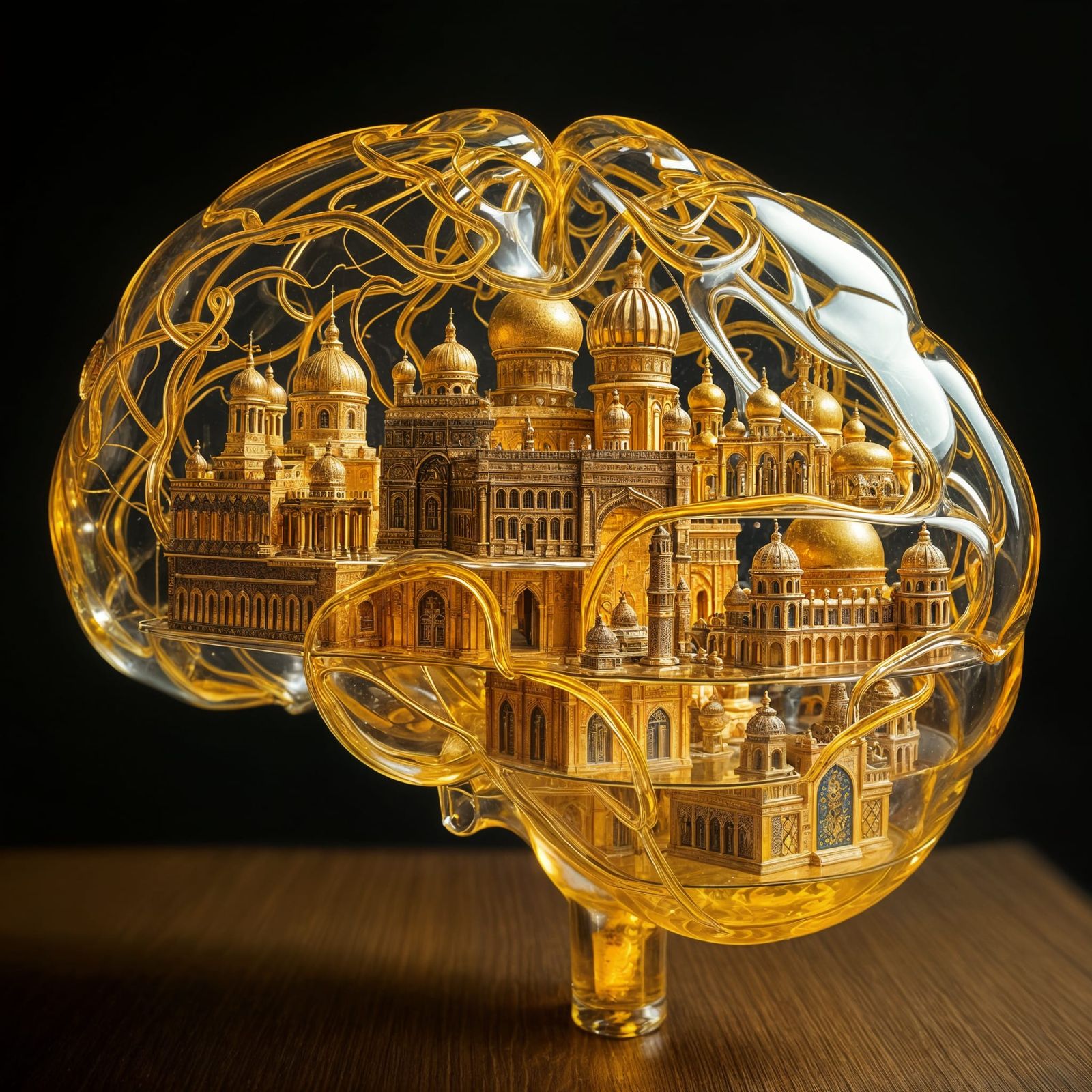 Golden Glass Brain Depicts Islamic Civilizations