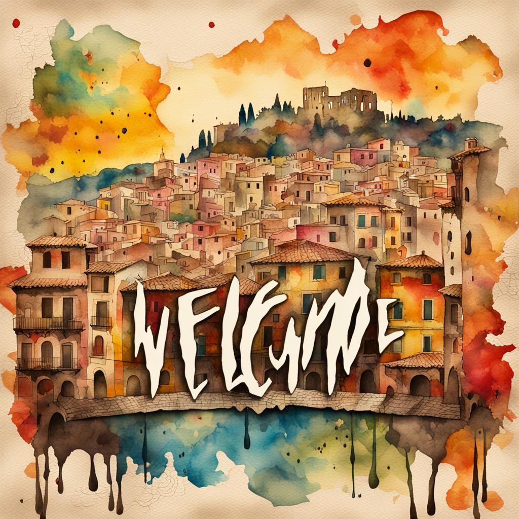 Vintage Postcard: Welcome to Italy in Watercolor