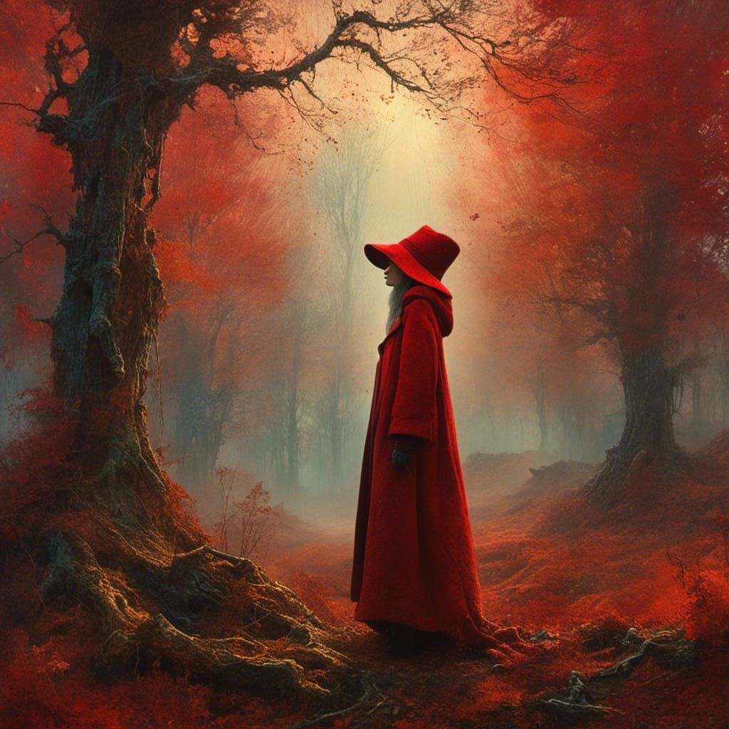 girl at dusk in autumn forest