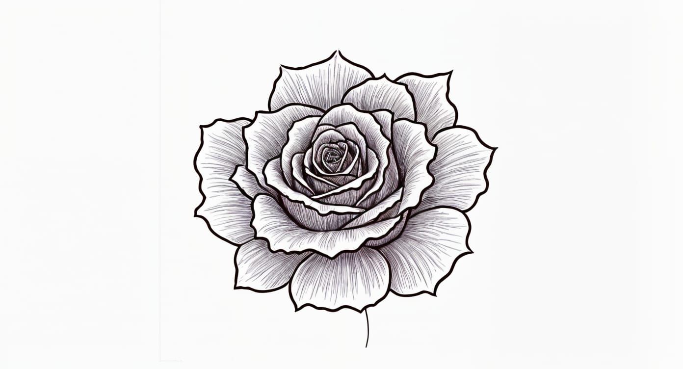 A Rose's Beauty Captured in Ink and Art