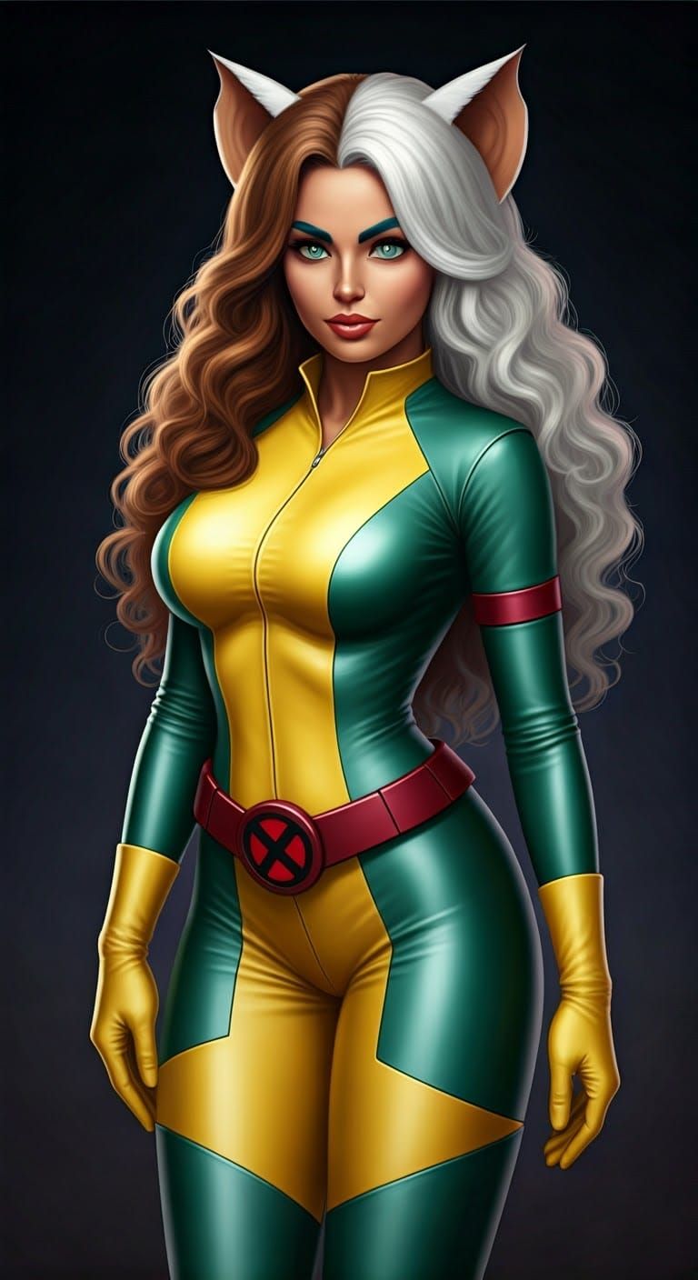 Rouge X-Men: Curvaceous Superhero in Green and Yellow