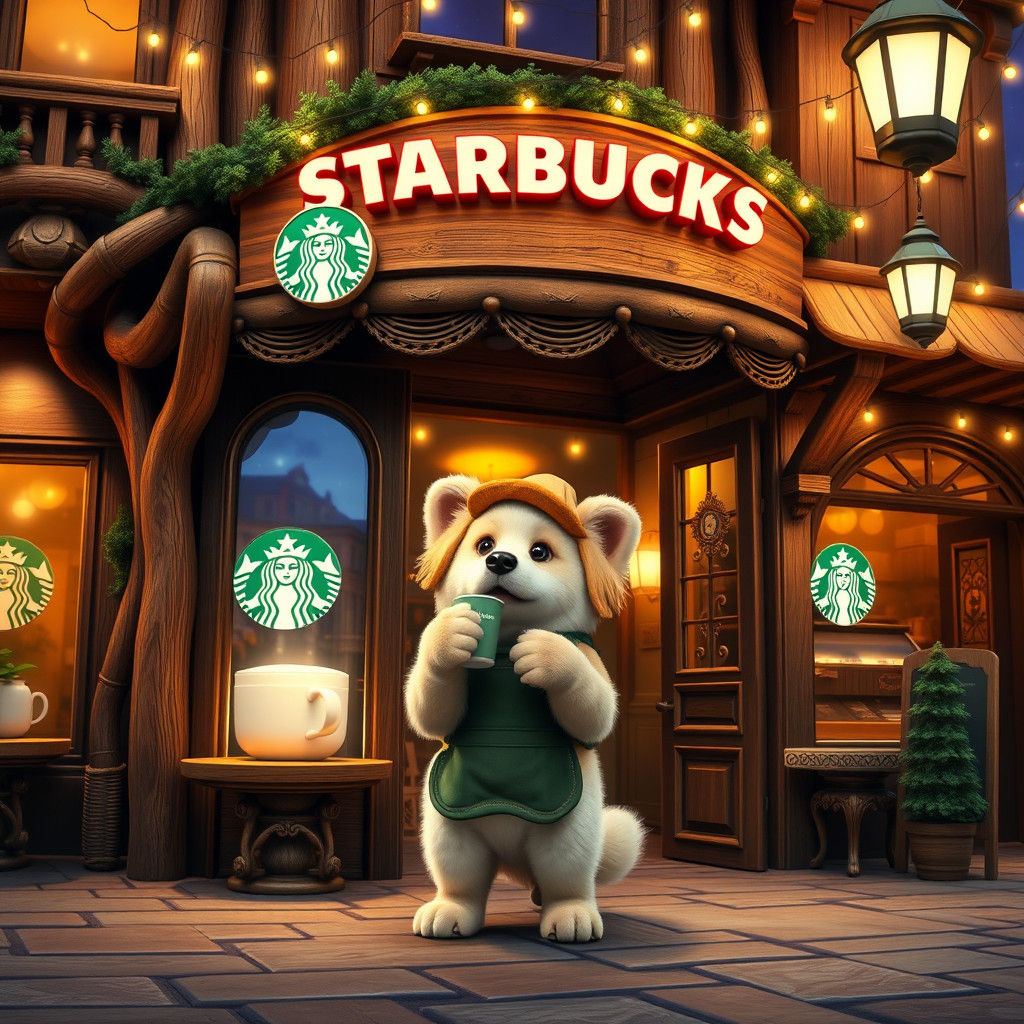 Dog Barista Orders Puppuccino at Storybook Starbucks
