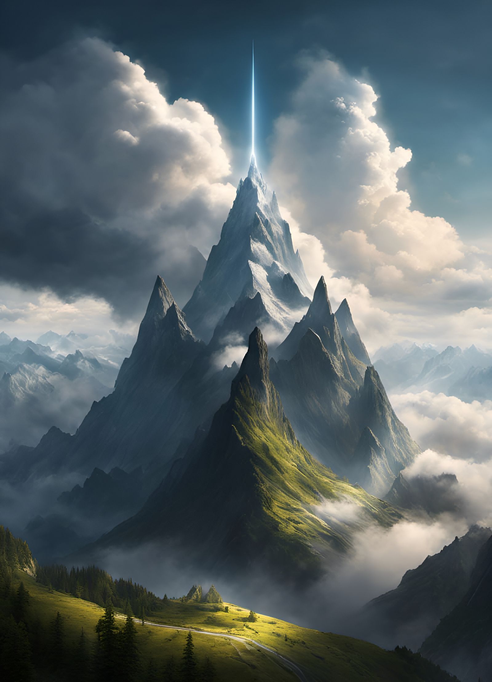 Asymmetrical Twin Peaks in Fantasy Mountainscape