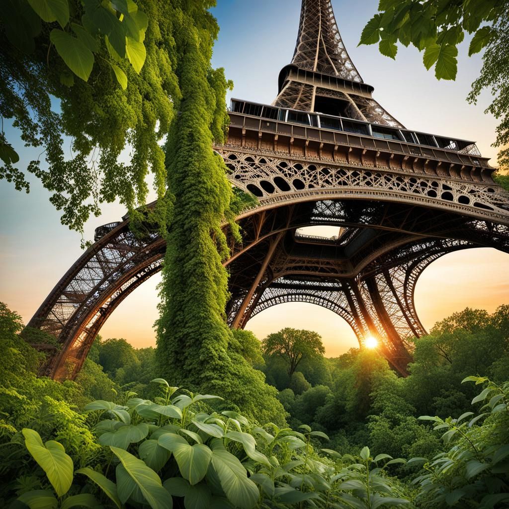 Eiffel tower in deserted Paris