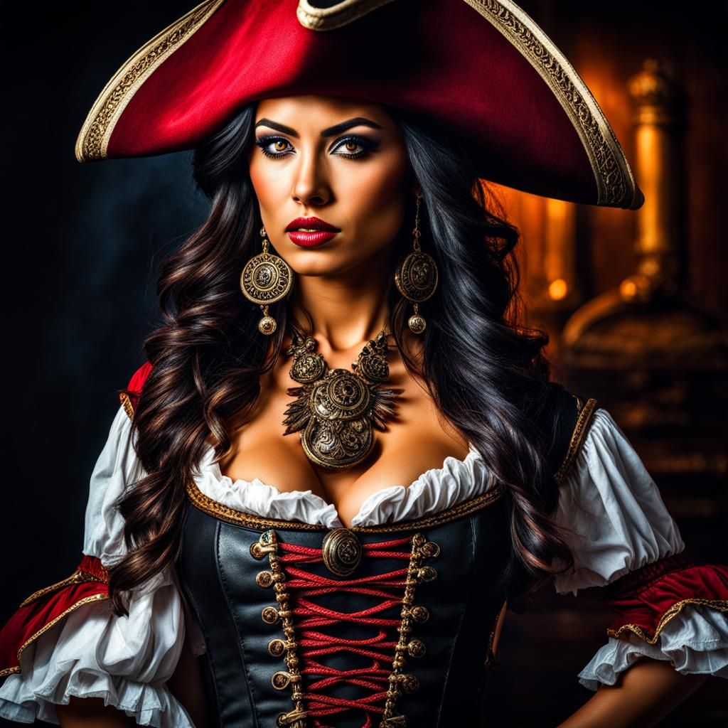 Hispanic Pirate Captain in Hyperrealistic Detail