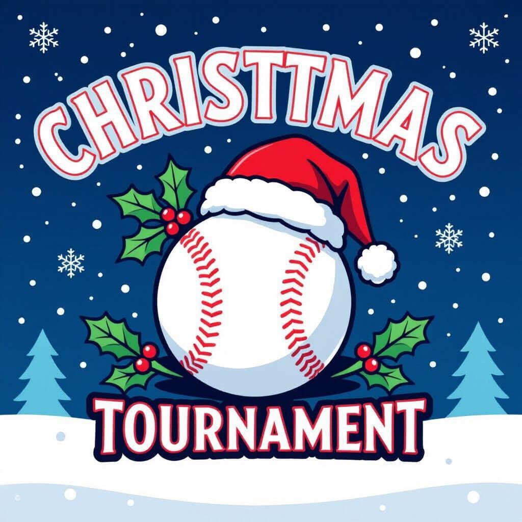 Festive Christmas Baseball Tournament Logo Design