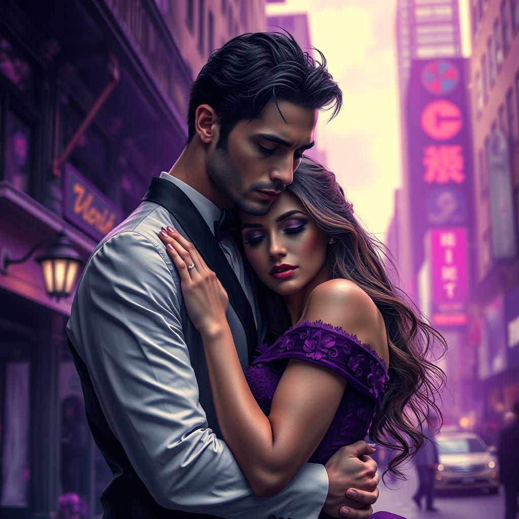 Paranormal Romance Couple in New York, Hyperrealistic Style