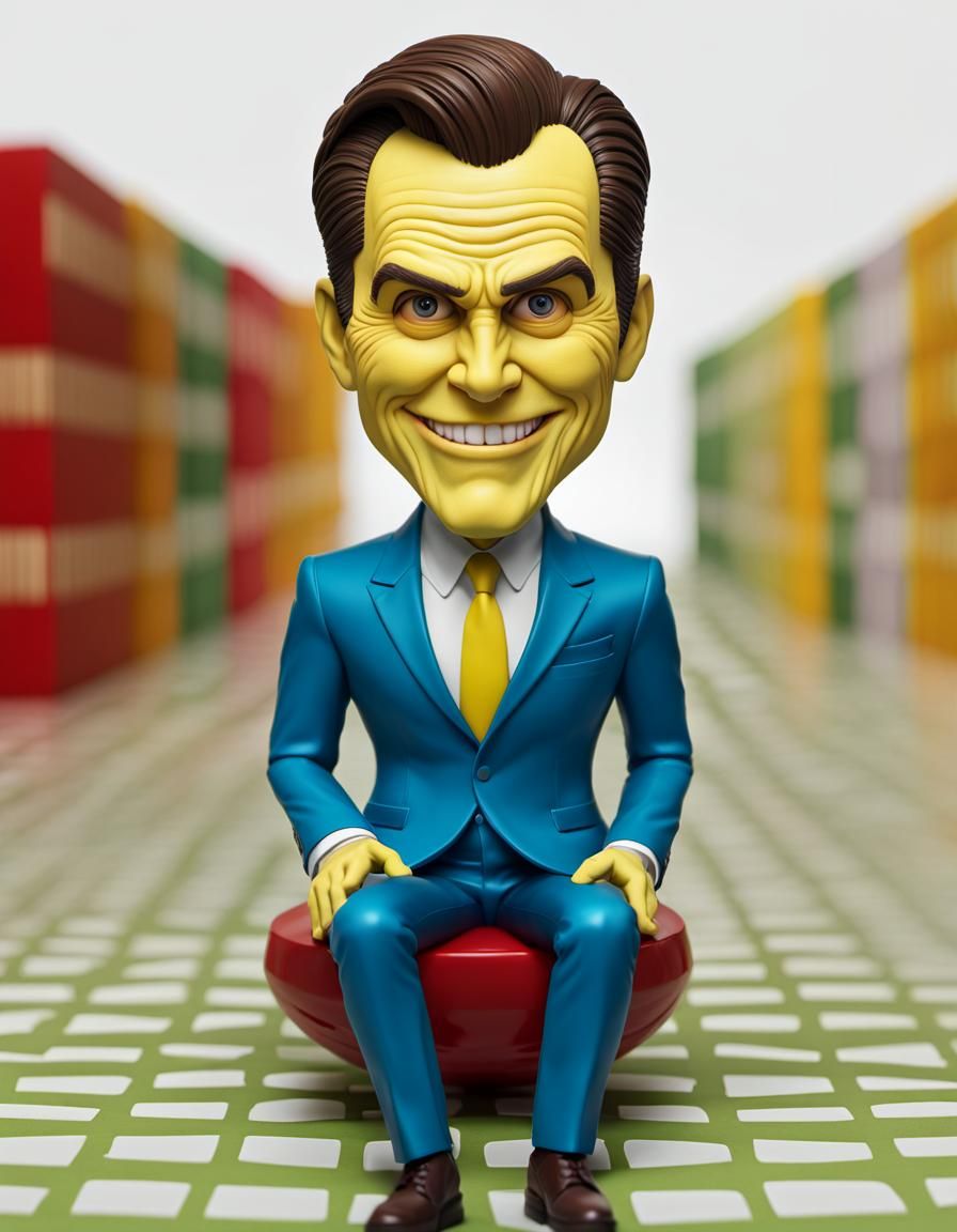 The Mask Bobblehead in Surreal Digital Art Style