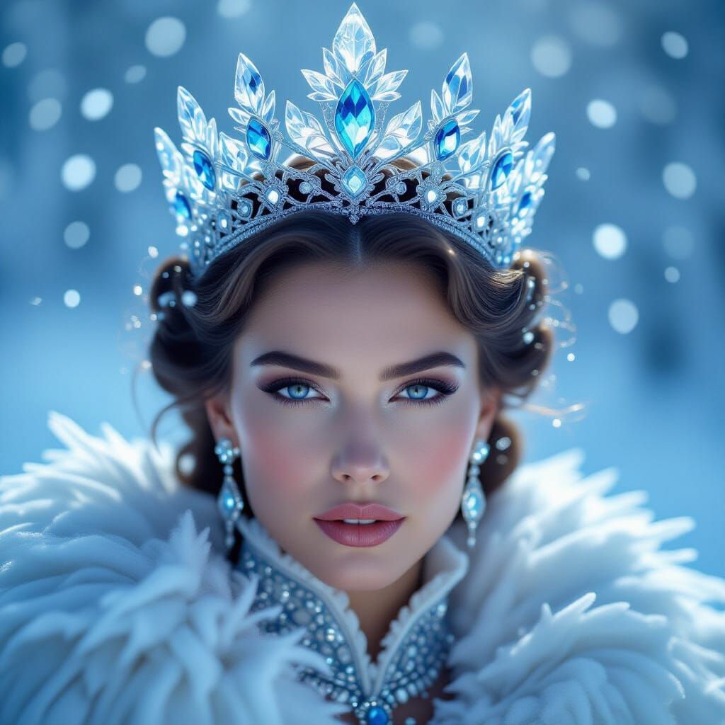 Regal Ice Queen in Crystal Crown
