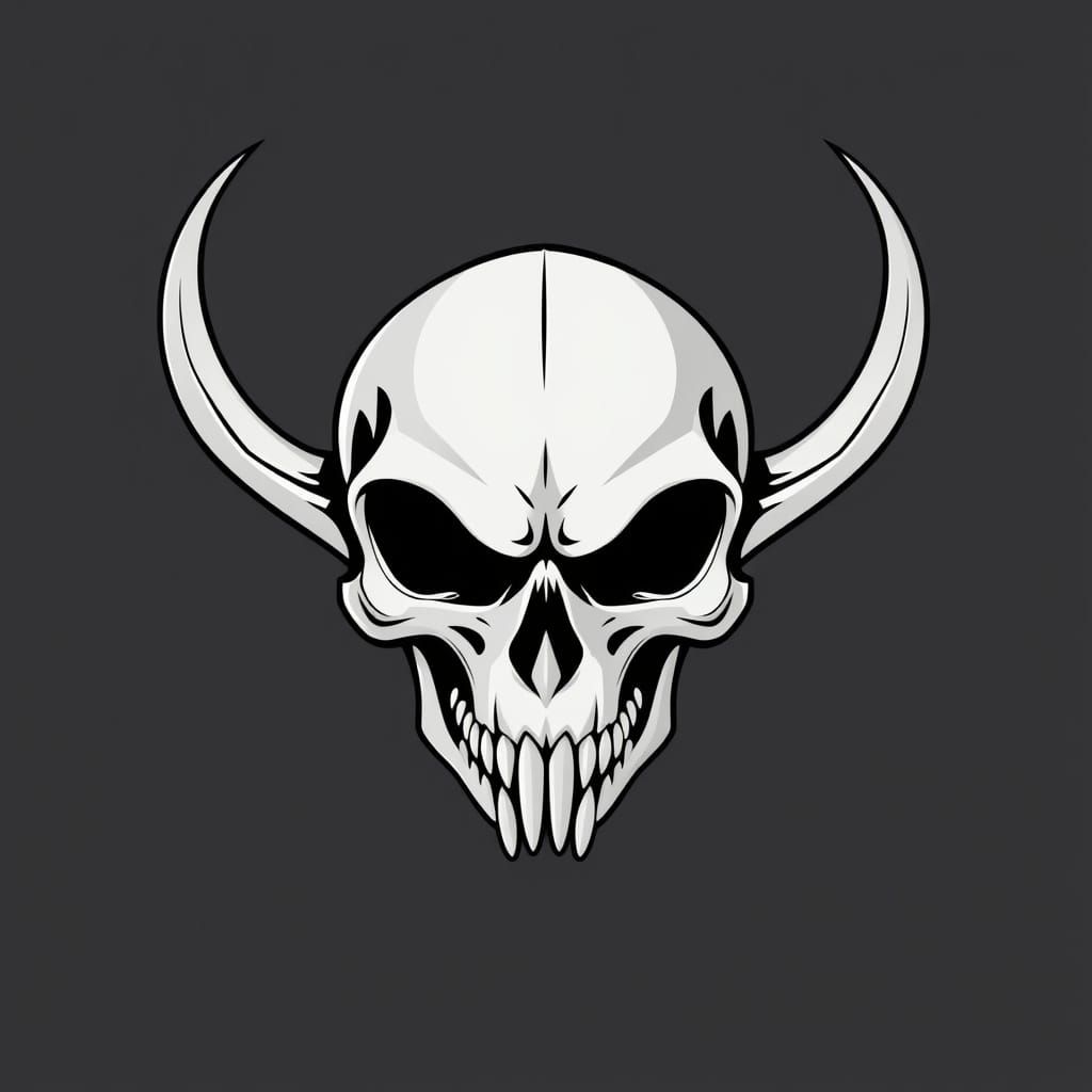 Stylized Skull Logo with Horns