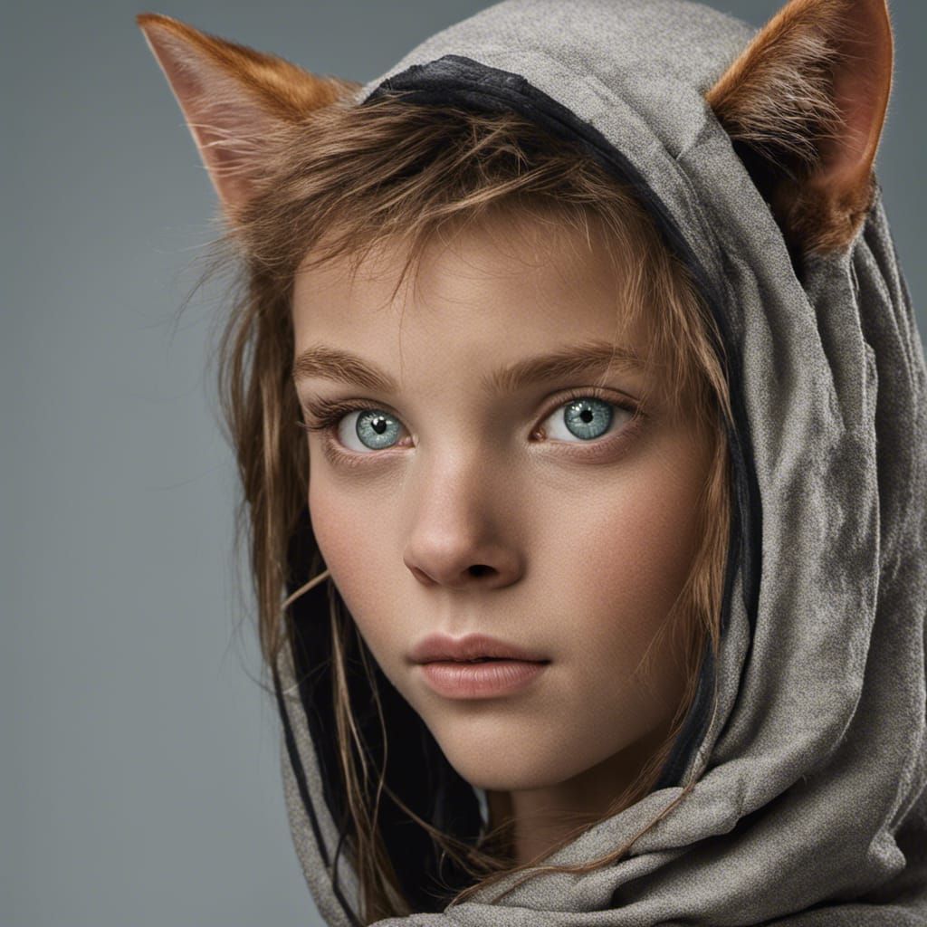 Professional Portrait of a Cat Girl Hybrid