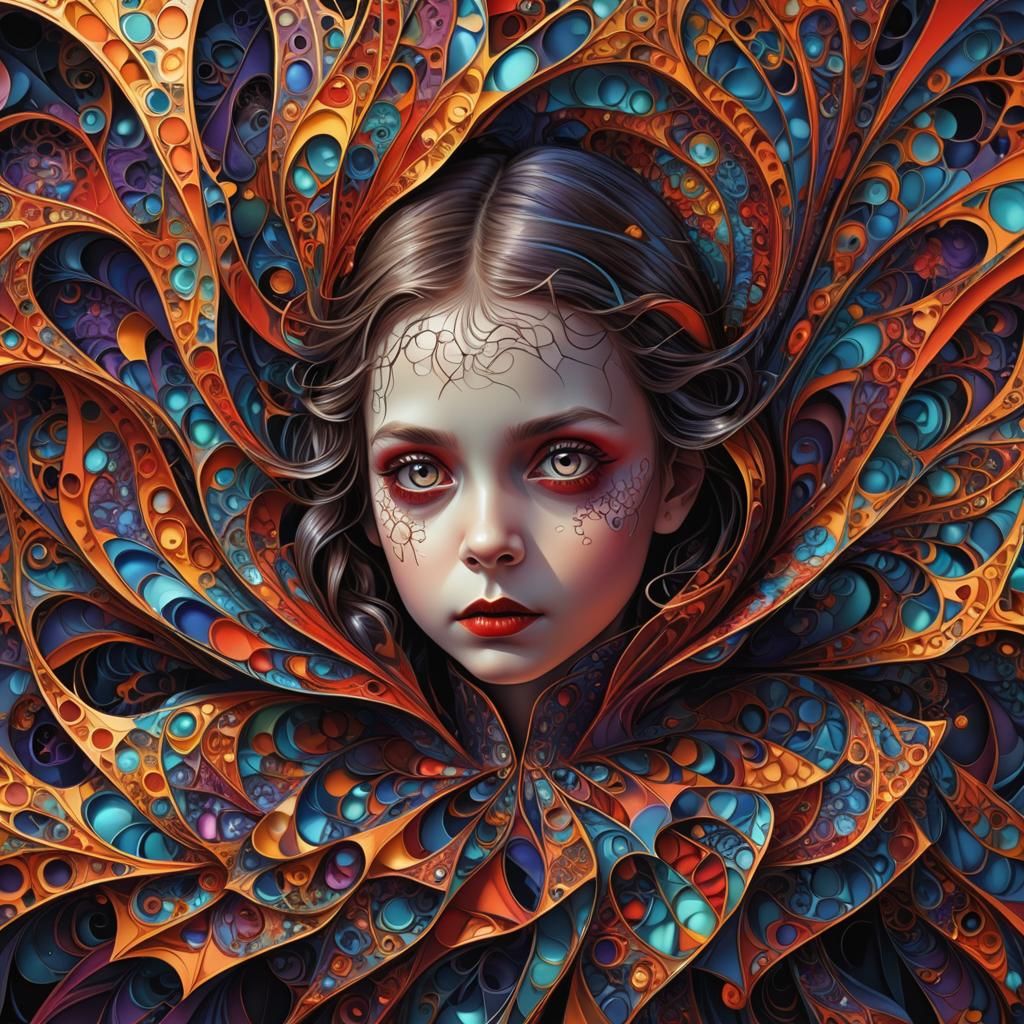 Vampire Girl Portrait in Abstract Expressionist Style