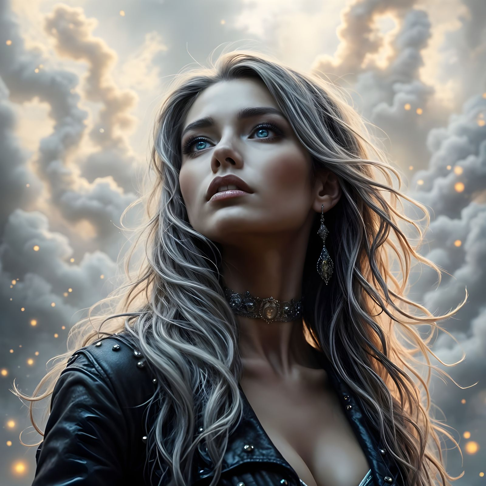 Silver Haired Woman Transformed by Death, Bohemian Art