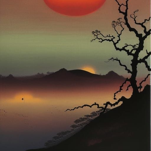 Dystopian Landscape in Japanese Art Style