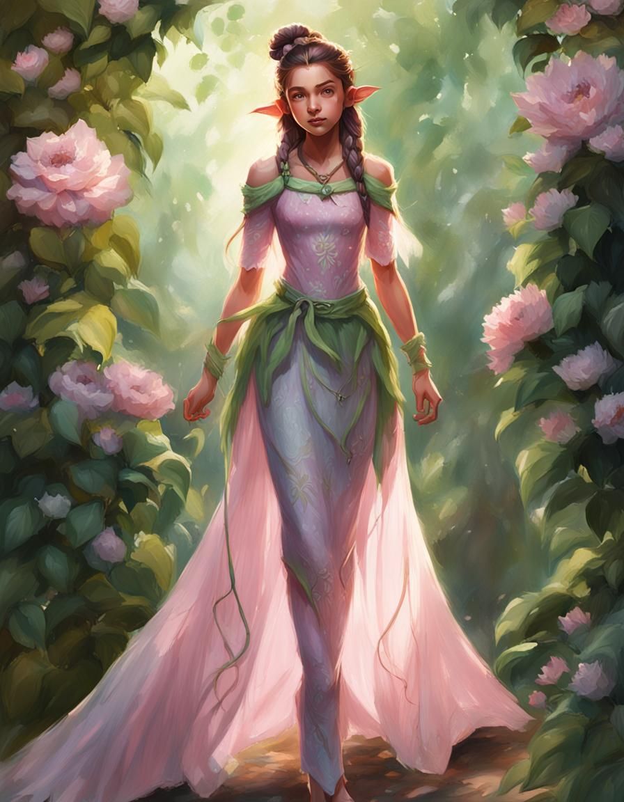 Ethereal Elven Goddess in Pastel Hues