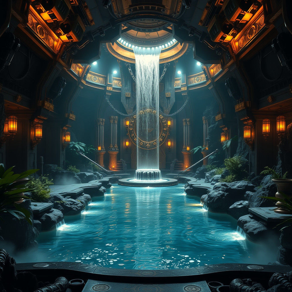 Gilded Batcave Oasis in Futuristic Luxury