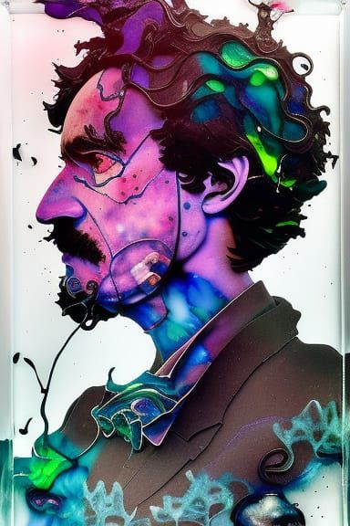 Raven Portrait in Vaporwave Style