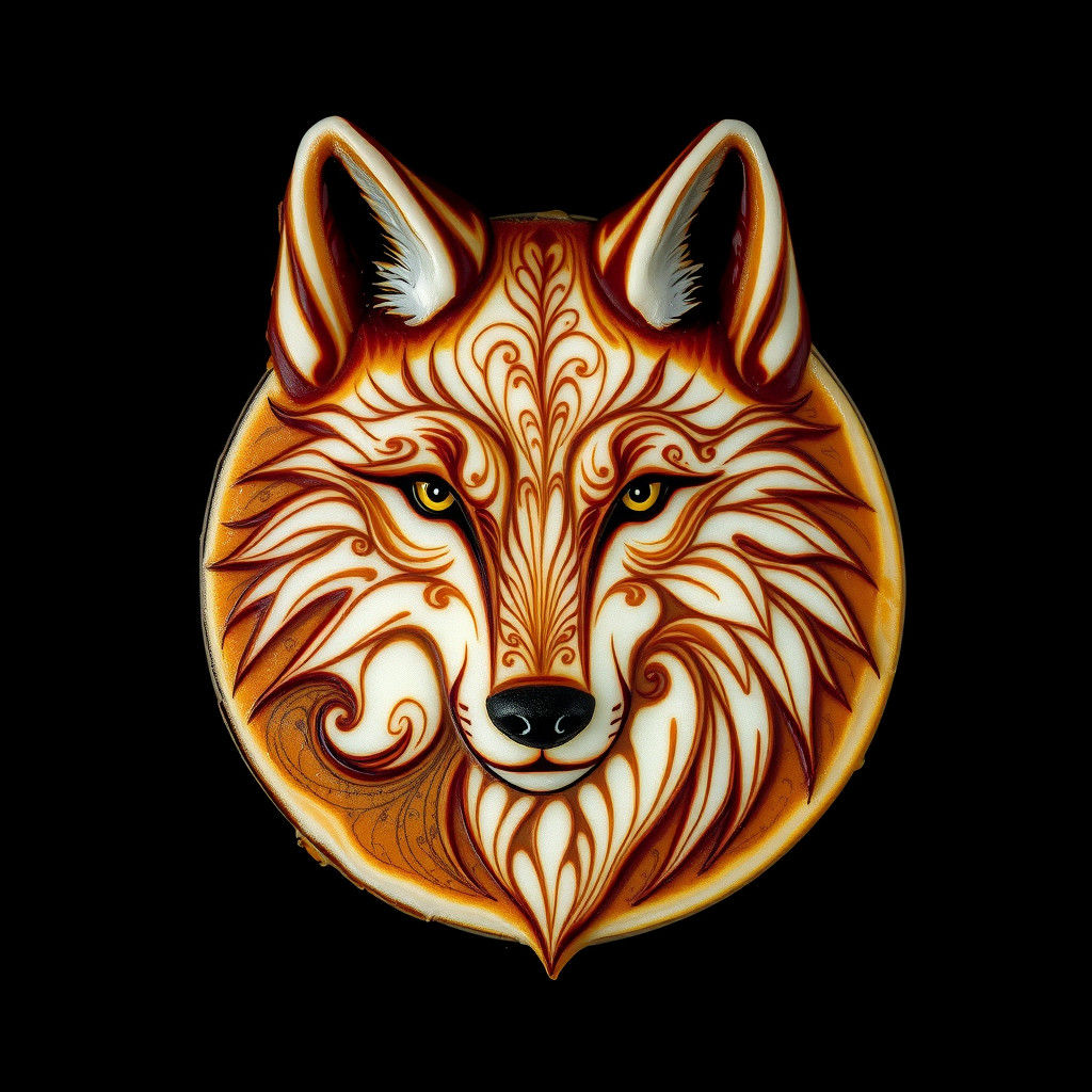 Whimsical Wolf Latte Art in Japanese Style