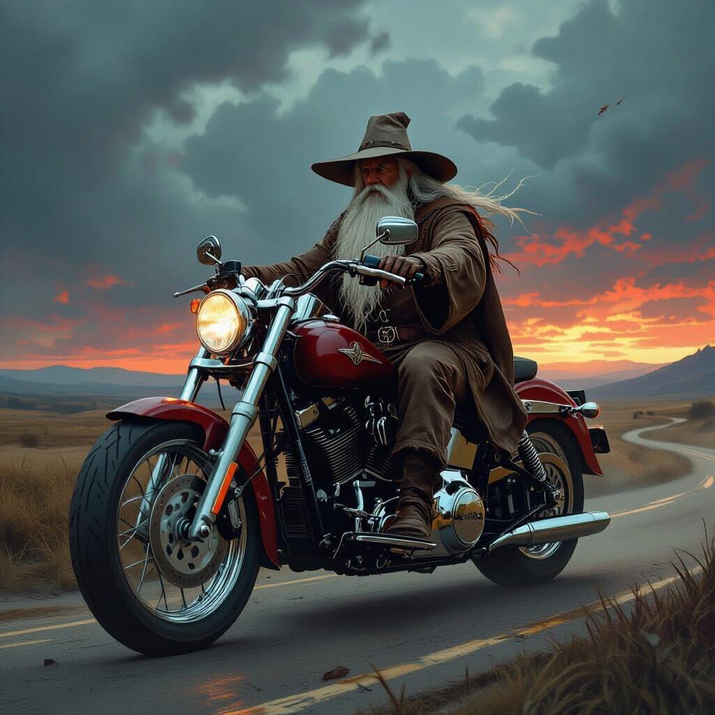 Gandalf Rides a Harley Davidson: Matte Painting