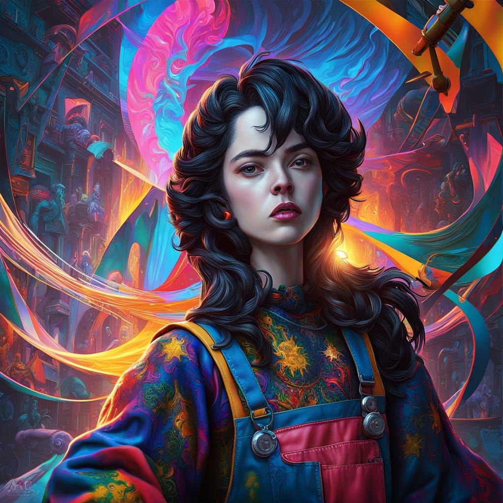 Glamorous Neo-Noir Anime Mechanic in Hyper-Detailed Digital ...