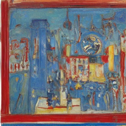 Humorous Rabbit and Boyar Fight, Mondrian and Soutine Style