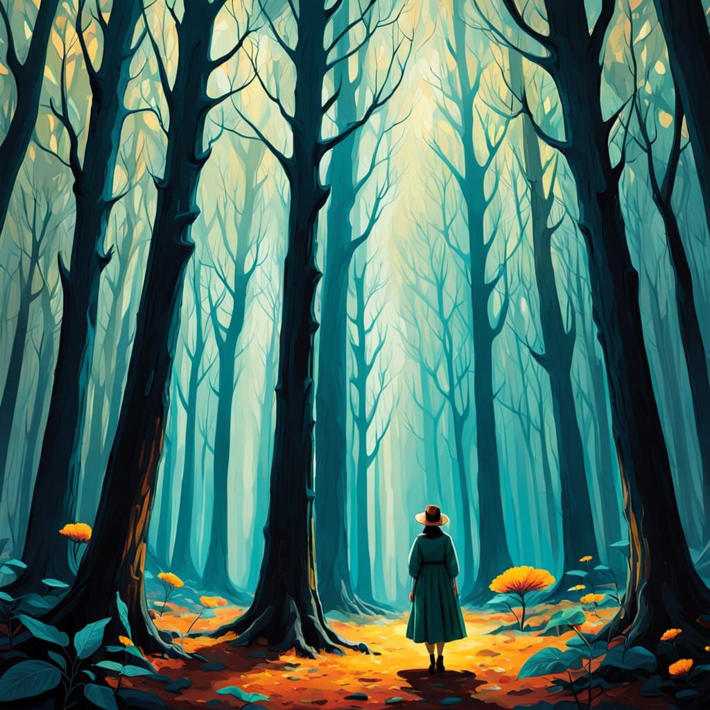 Majestic Forest Scene in Vibrant Colors