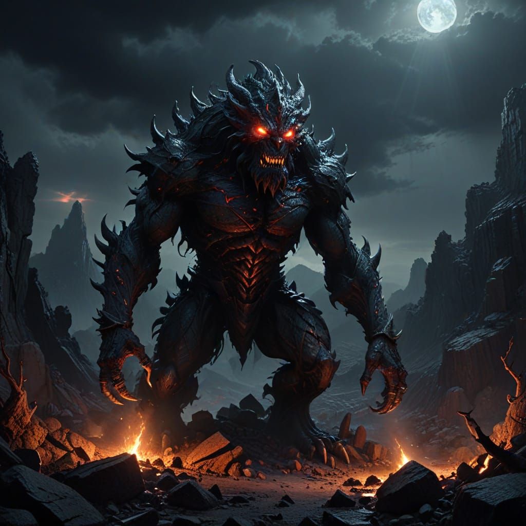 Otherworldly Monster in Dark Fantasy Anime Style