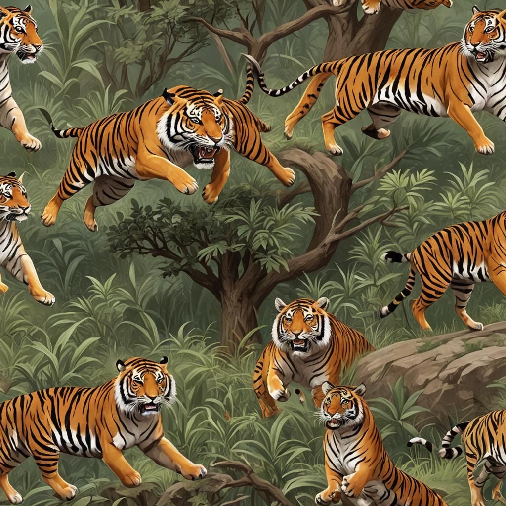 Urial Attacks Tiger in Surreal Nightmare