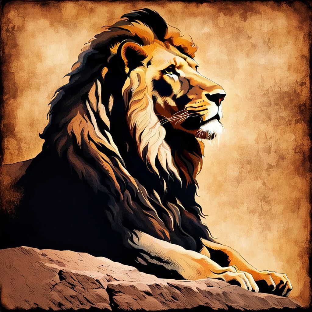 The lion of Judah with it's shadow resembles Jesus in the ba...