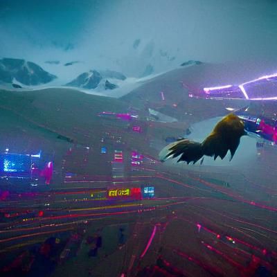 Eagle Over Greenland: Cyberpunk 2099 Neon Style